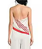 Lucy Paris Satin Stripe Halter Neck Sleeveless Coordinating Top