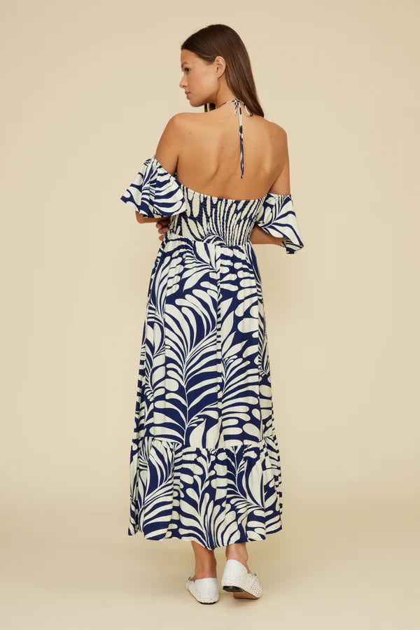 Lucy Paris Ophelia Midi Dress Nvy/Wht