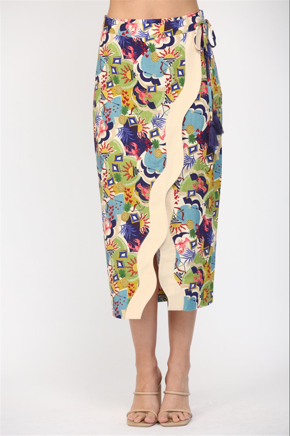Summer Print Sleeveless Top w/ Wrap Skirt Set
