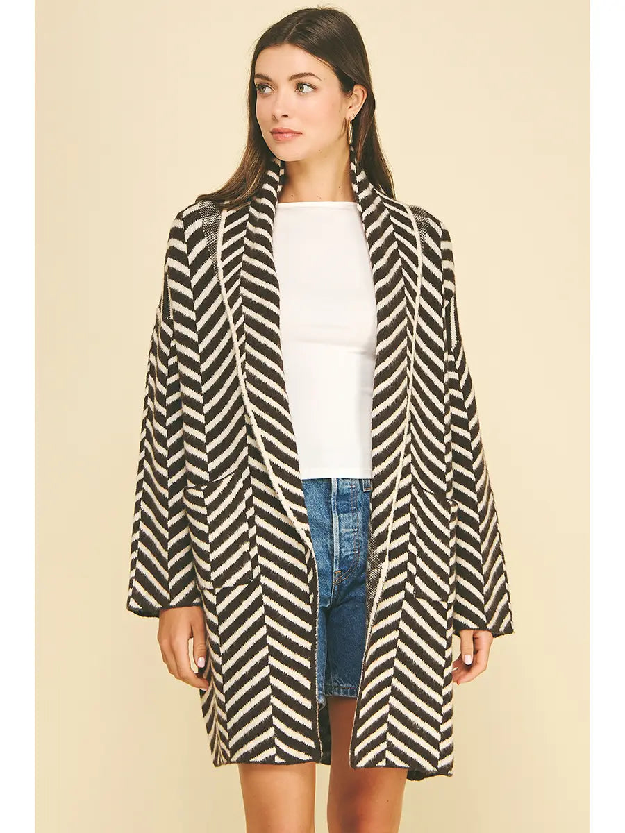 Diagonal Stripe Cardigan Brown