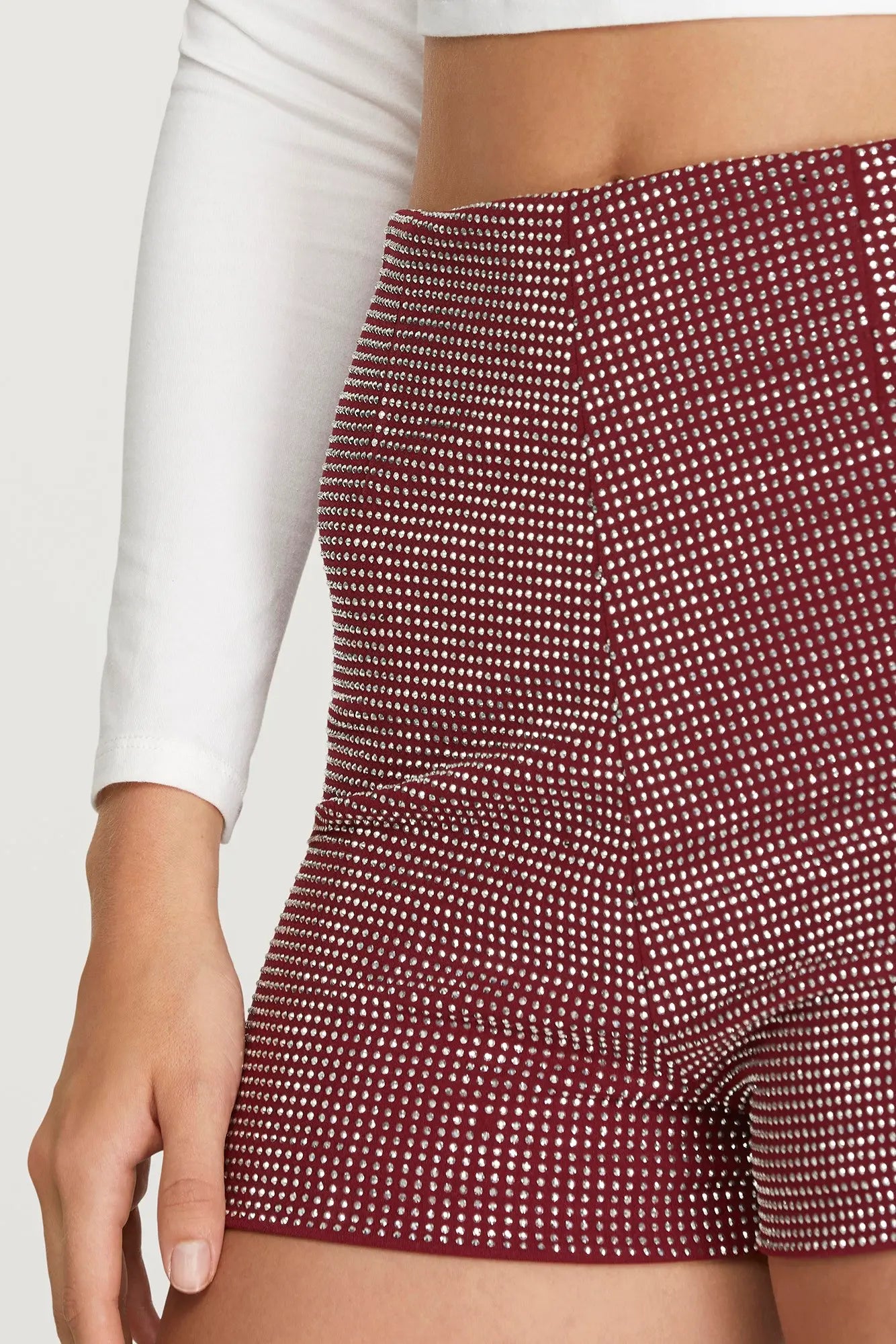 Studded Heavy Knit Shorts Garnet