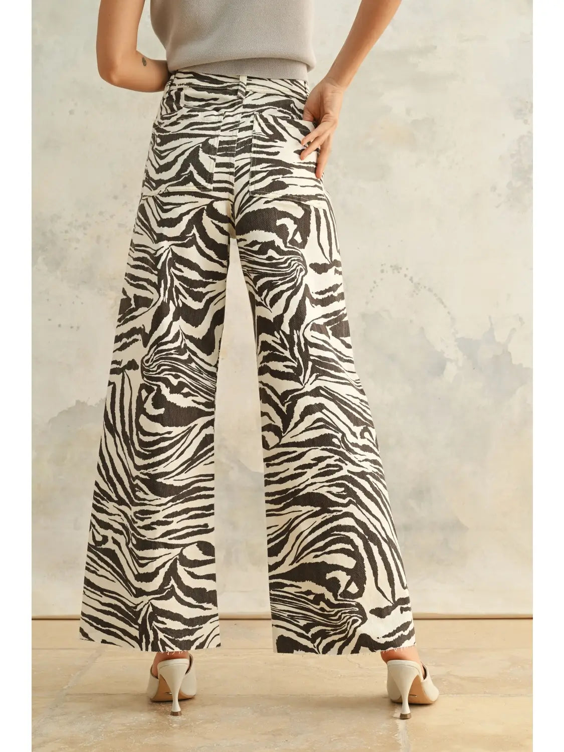 Zebra Print Stretch Pants Brown