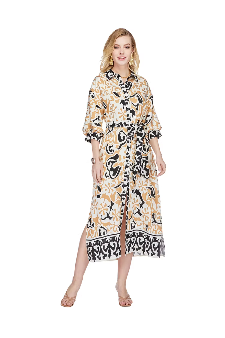 JADE Maxi Shirt Dress Ethnic Border