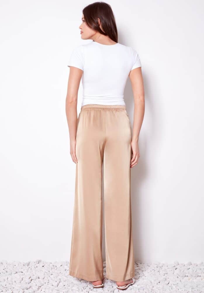 up! Champagne Belize Satin Wide Leg Pant