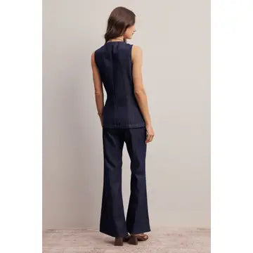Tailored Denim Vest & Flare Pant Set
