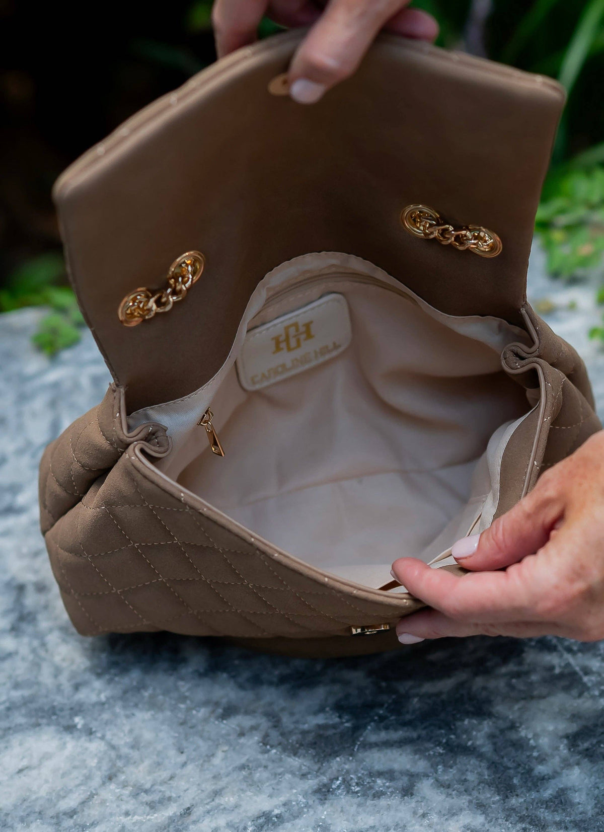 Leigh Quilted Crossbody Latte
