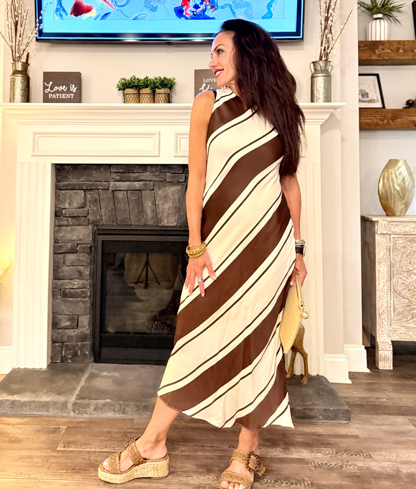 Lucy Paris Davina Dress Brown/Cream