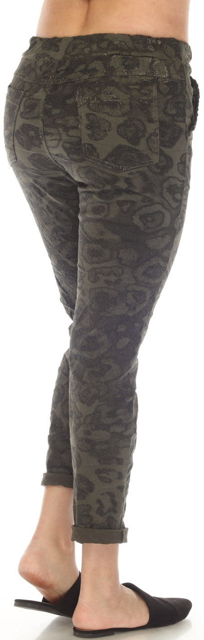 Flora Ashley Pants Sparkle Detail Olive