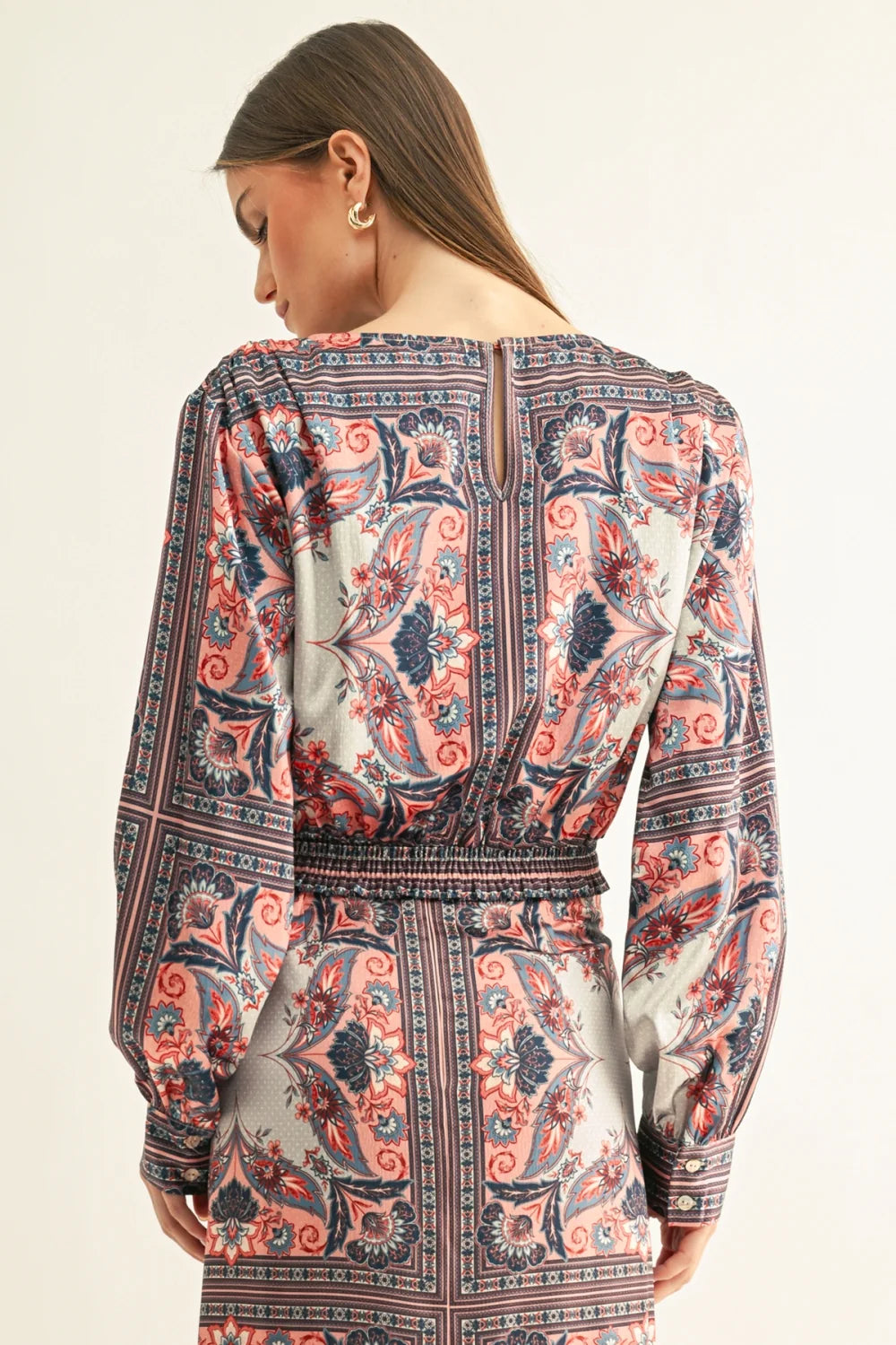 adelyn rae Boat Neck L/S Top Coral
