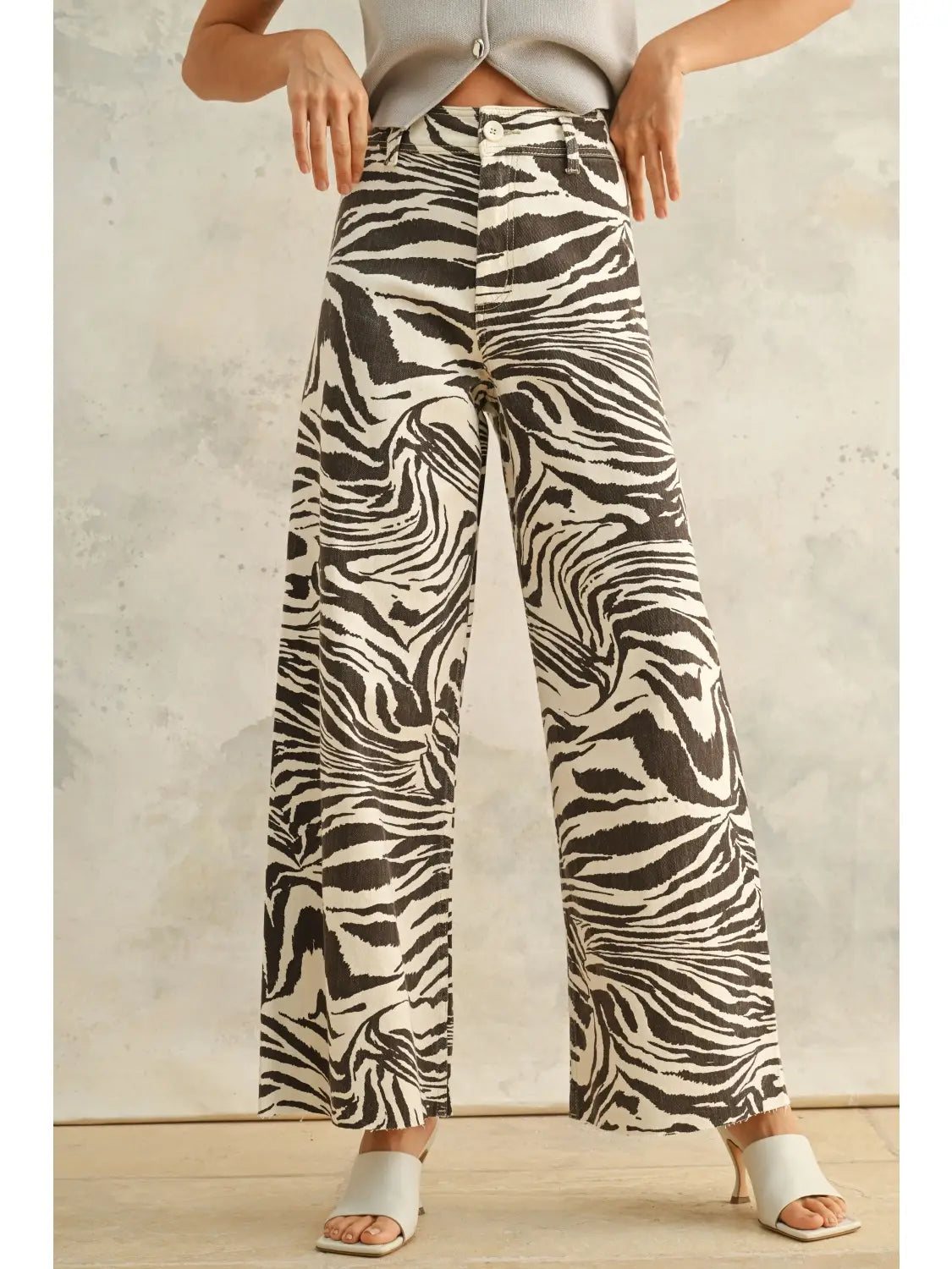 Zebra Print Stretch Pants Brown