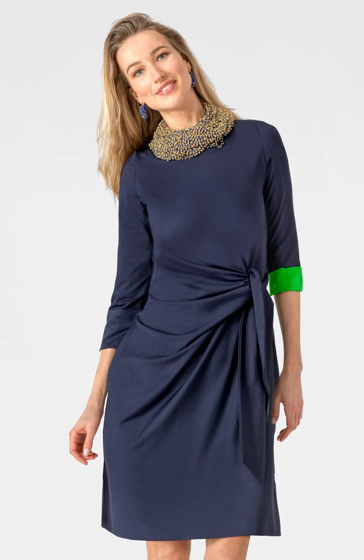 Gretchen Scott Cinch &Tie Dress Navy