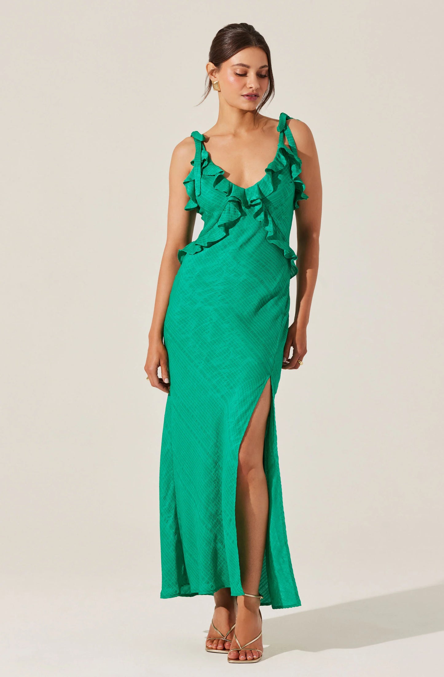 Sorbae Ruffle Maxi Dress Green