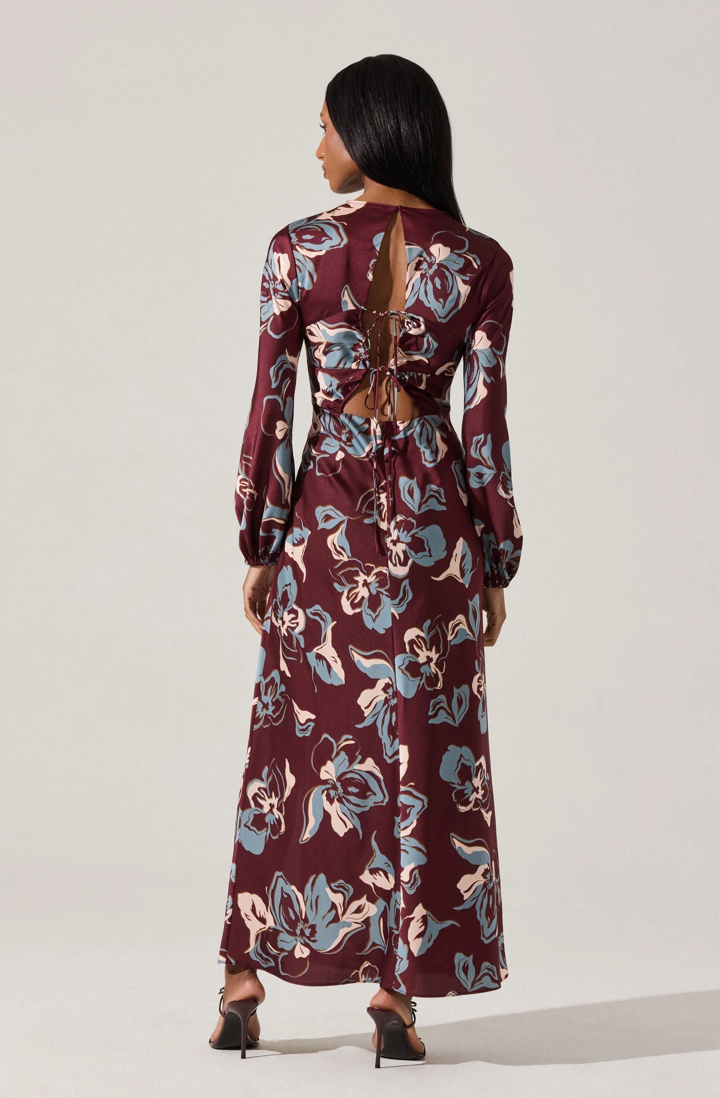 ASTR Elyse Satin Floral Midi Dress