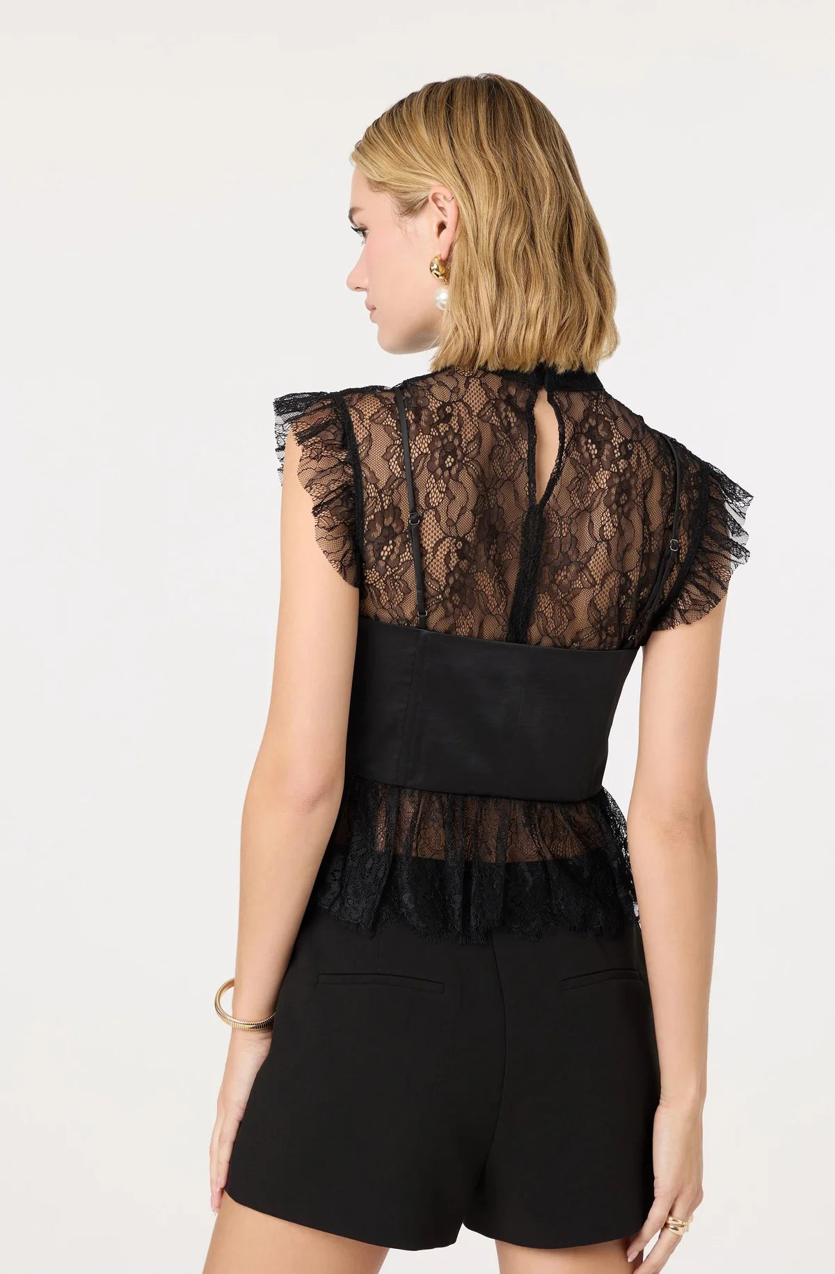 ASTR Katarina Lace Detail Bustier Top Black