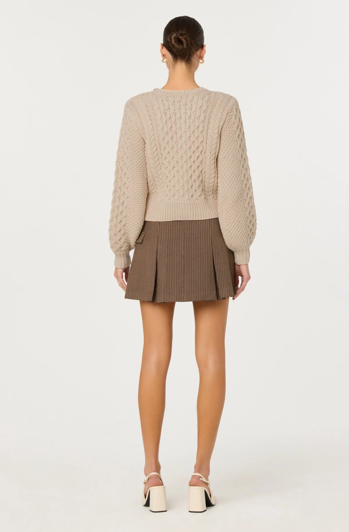 ASTR Cathryn Cable Knit Embellished Cardigan