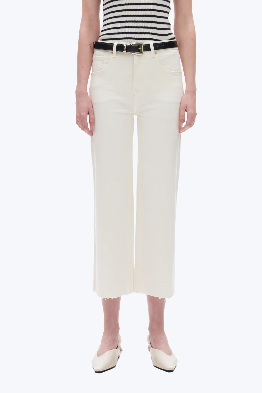 Bayeas Wide Leg Crop Jean Off White