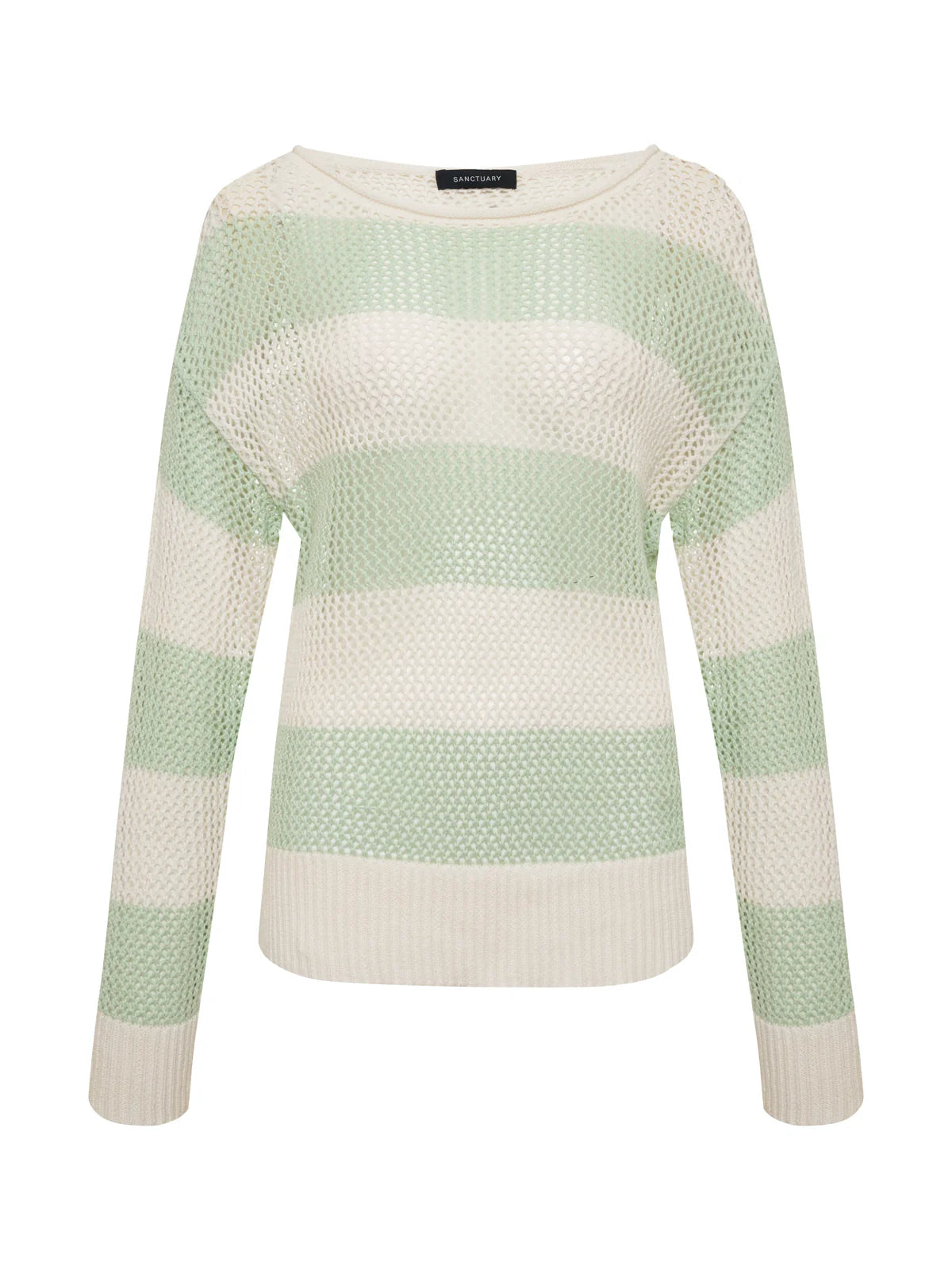 Sanctury Open Knit Sweater Mint Tea/Chalk