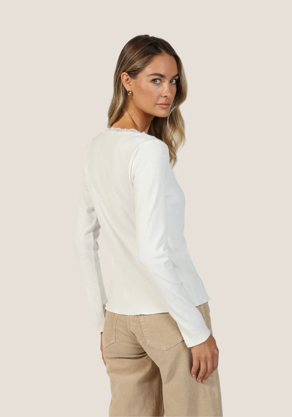 Dylan Elle Scoop Neck Top White