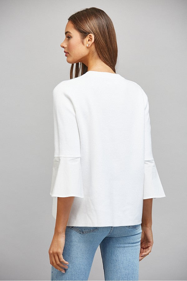 Contrast Flare Bell Sleeve Sweater