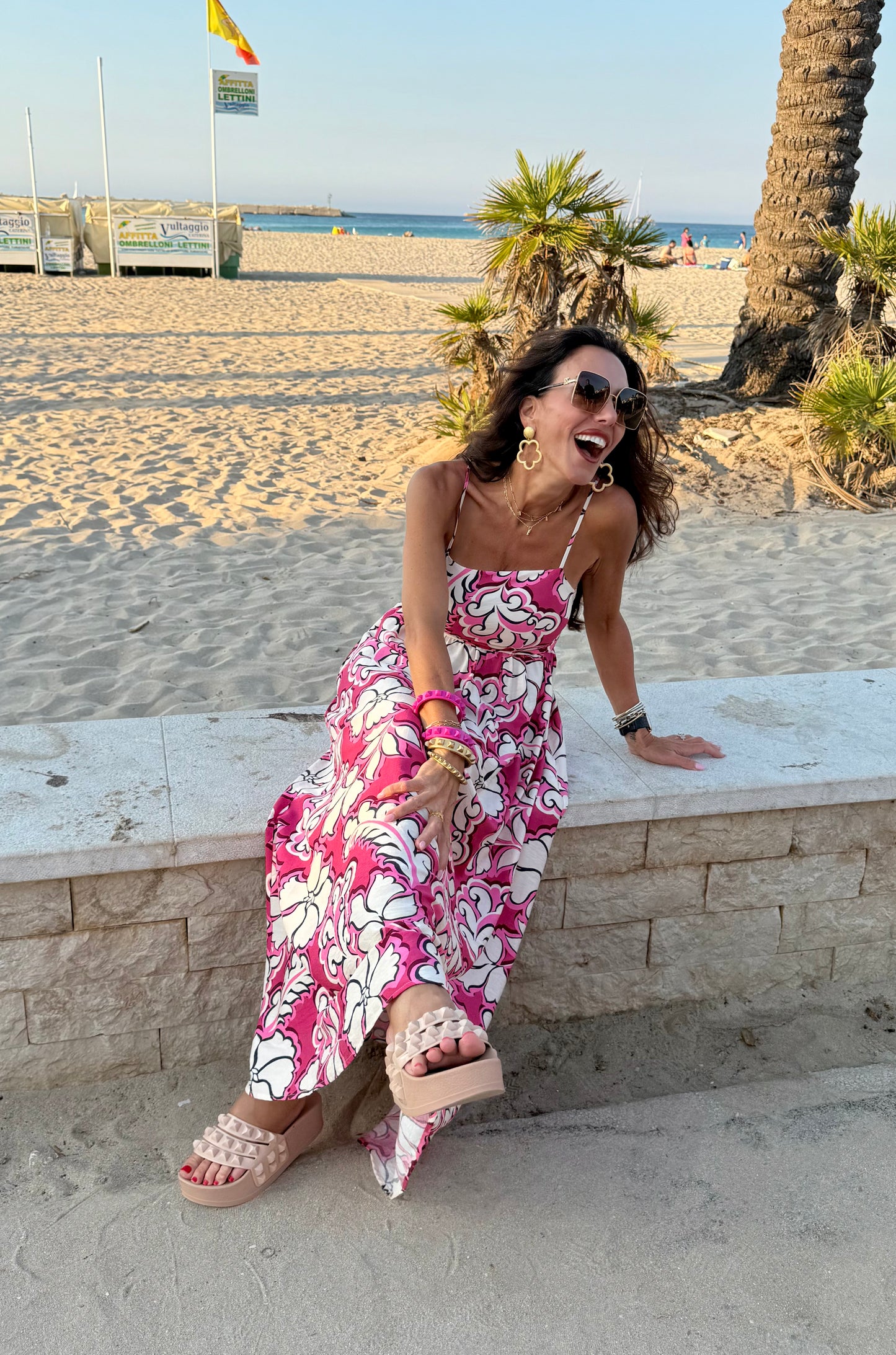 Meet me in Santorini Rosy Bloom Maxi Dress