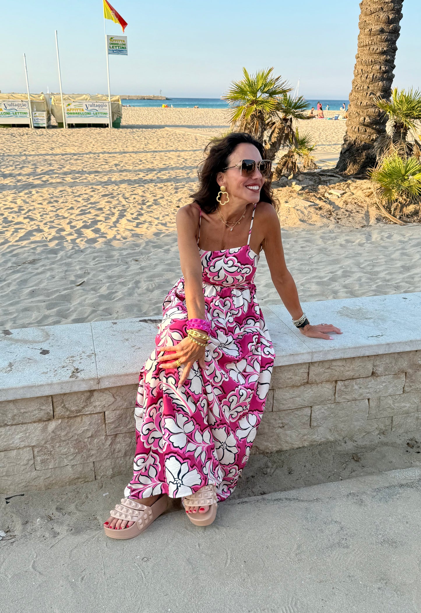 Meet me in Santorini Rosy Bloom Maxi Dress