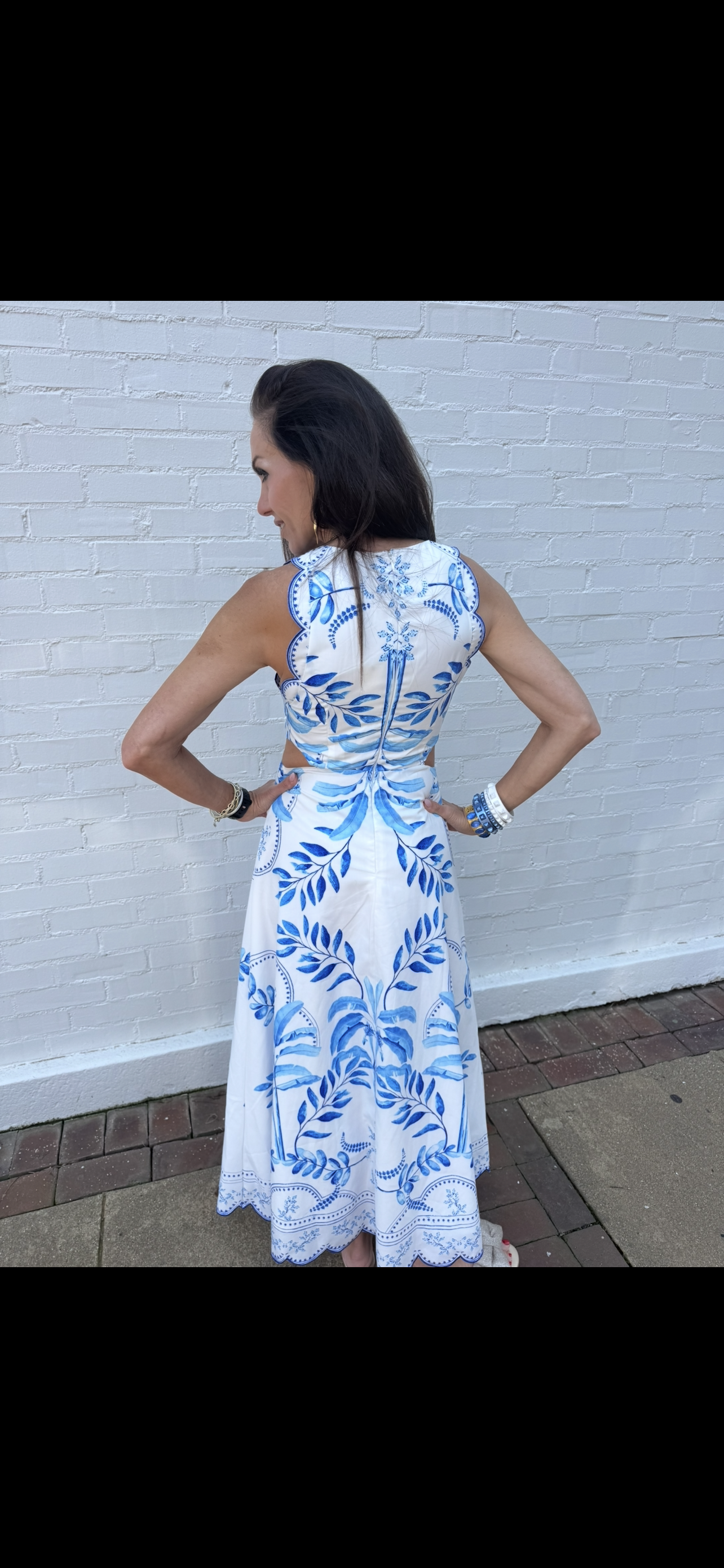 Mable Scalloped Cut Out Midi Dress Blue
