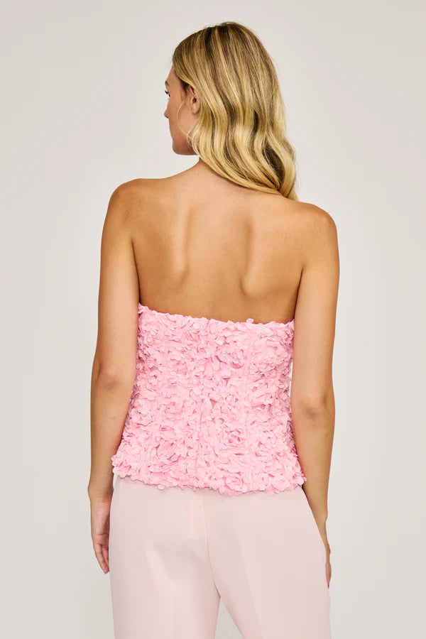 Lucy Paris Pink Floral Strapless Top