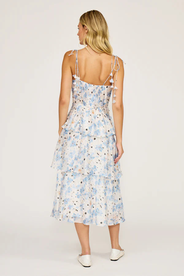 Lucy Paris Tiered Dress WH/BL Floral