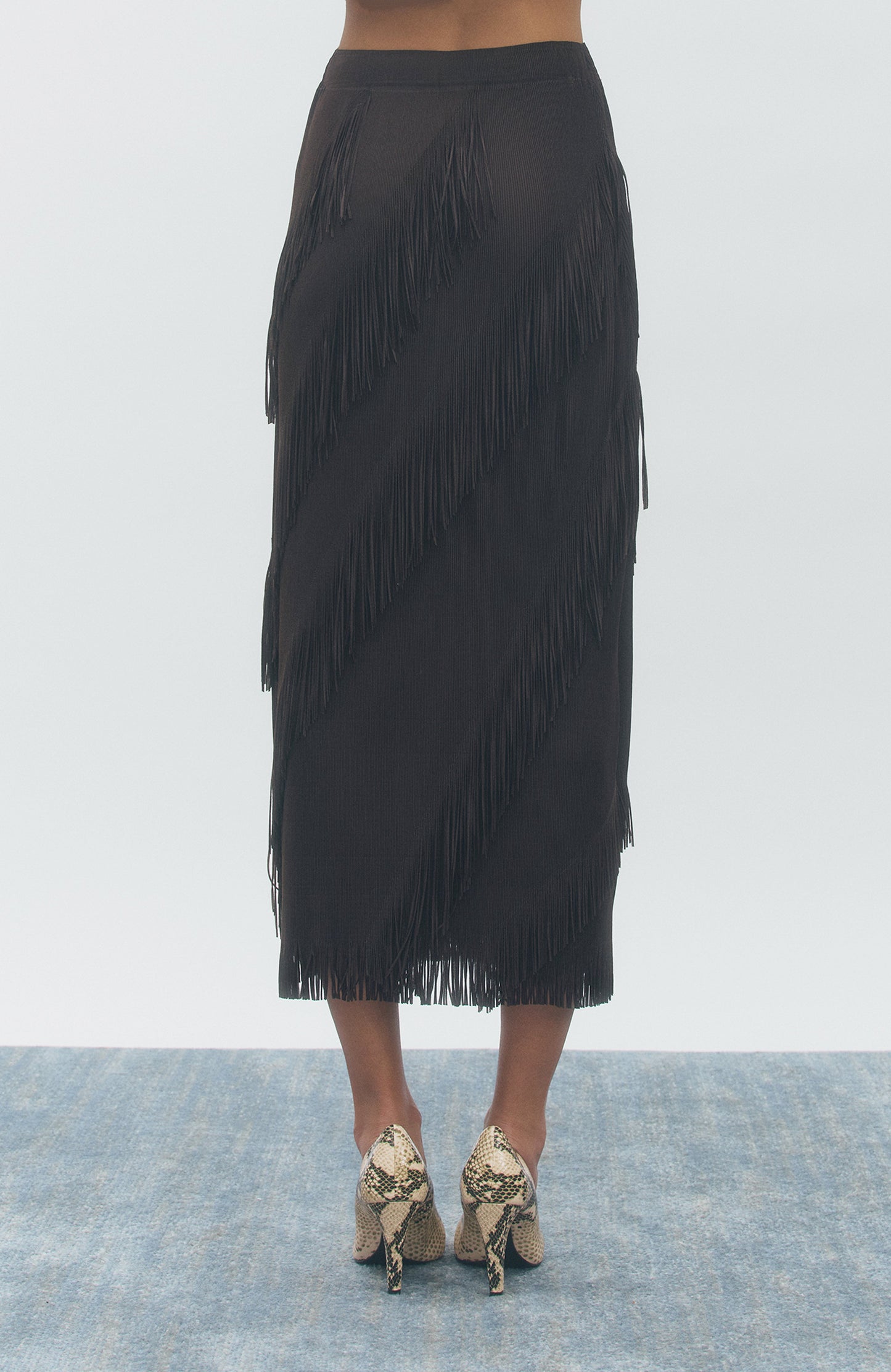 Maude Club Pencil Skirt with Fringe Brown