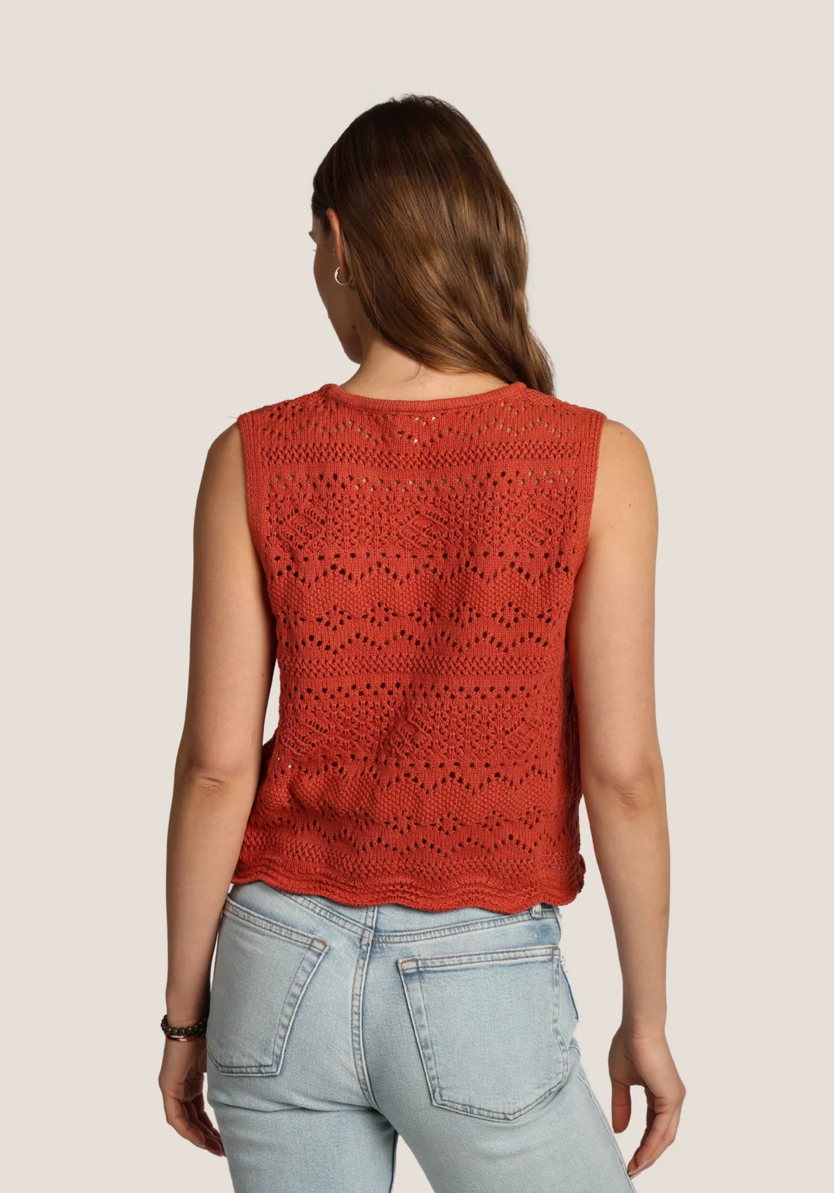 Dylan Scallop Hem Crochet Sweater