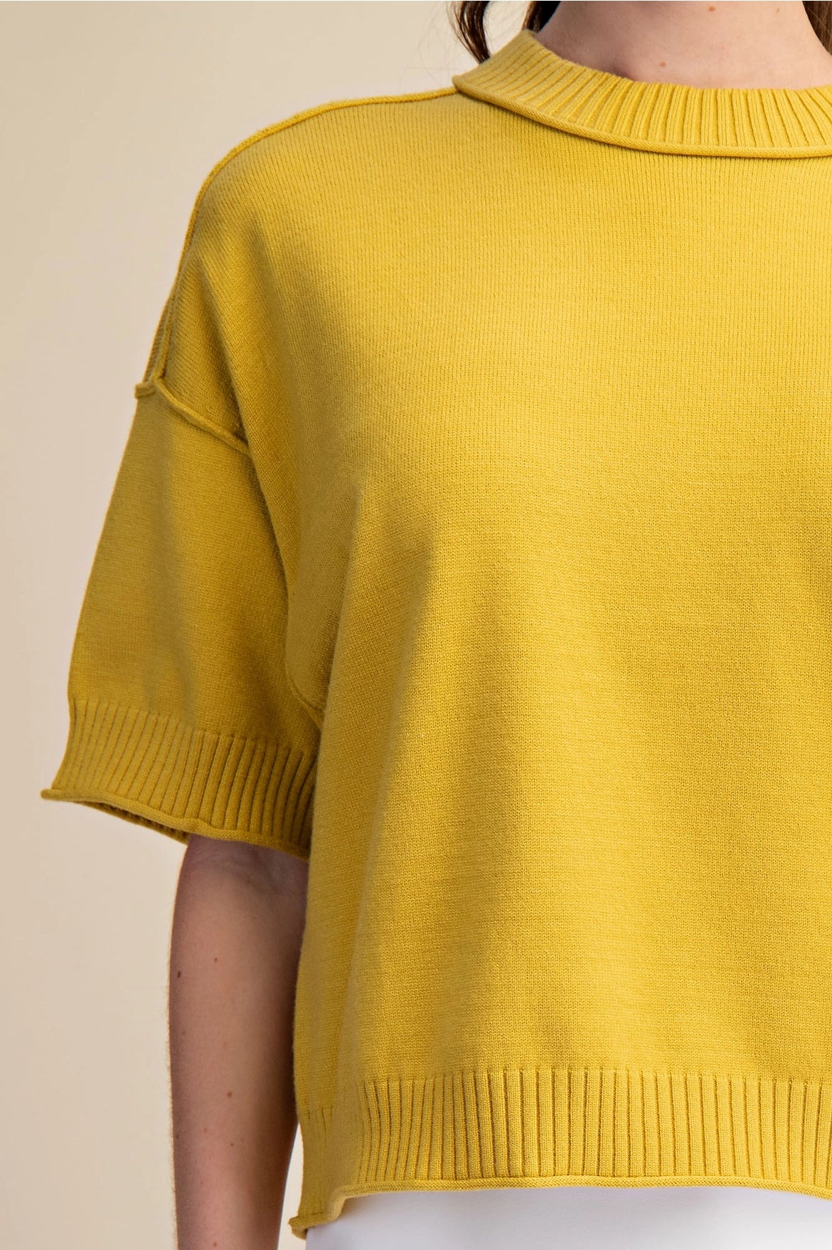 Crew Neck Elbow Length Sweater
