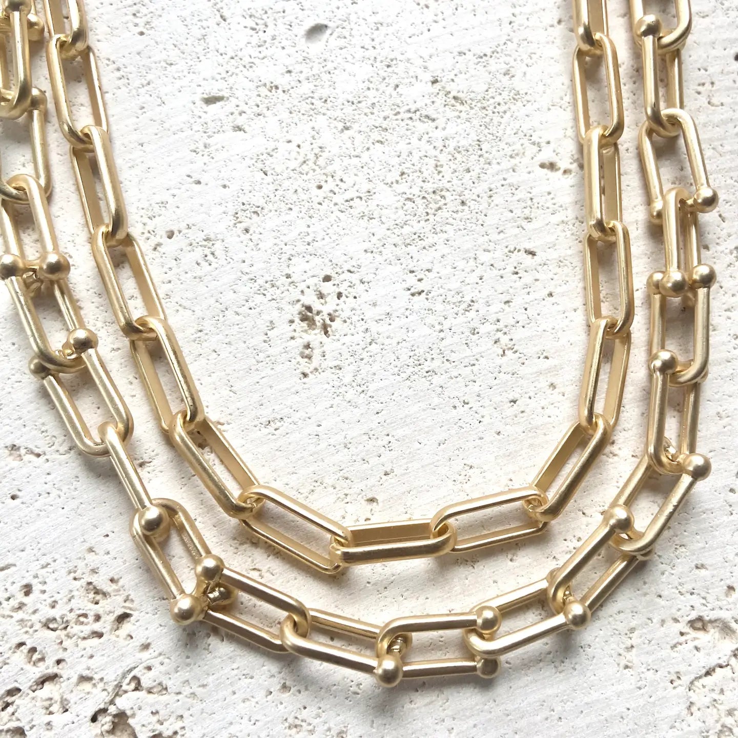 Simple Layering Gold Paperclip Chain Necklace