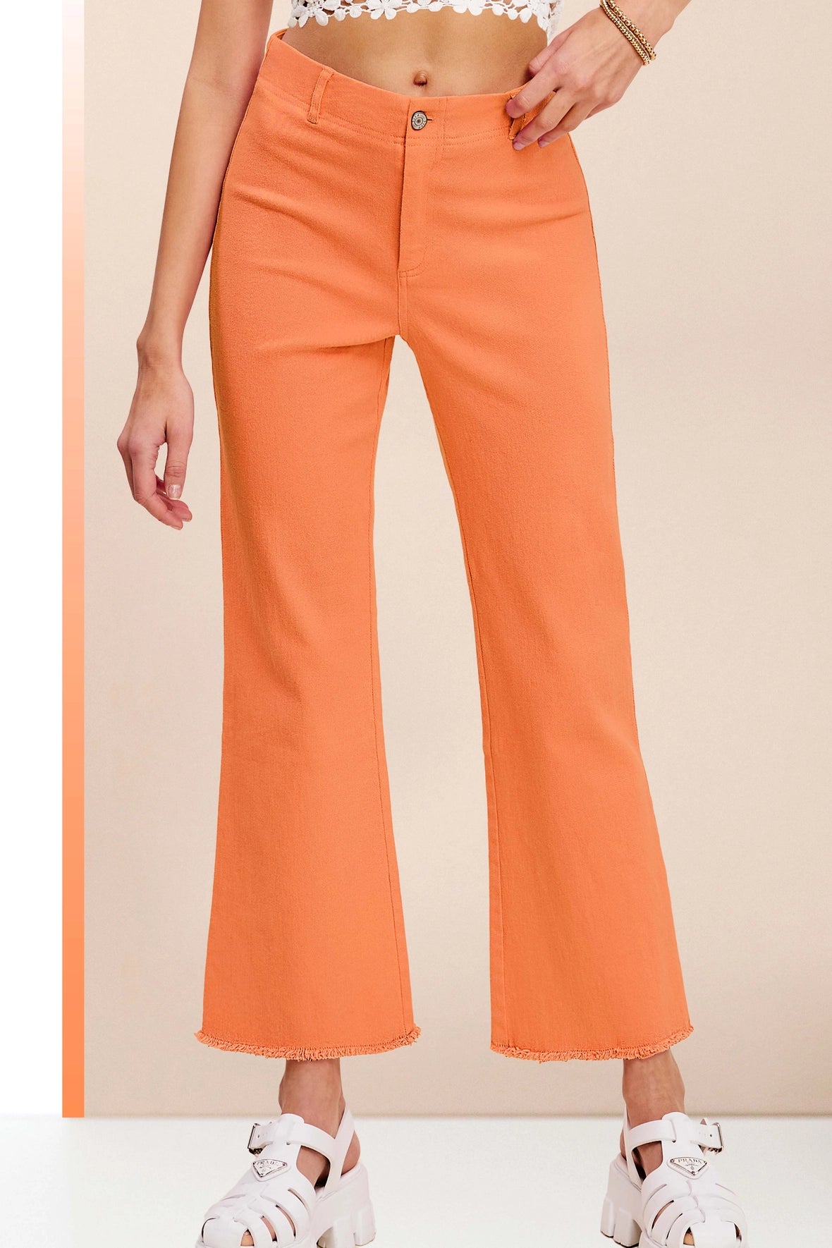 Soft Wash Stretchy Flare Pants Peach