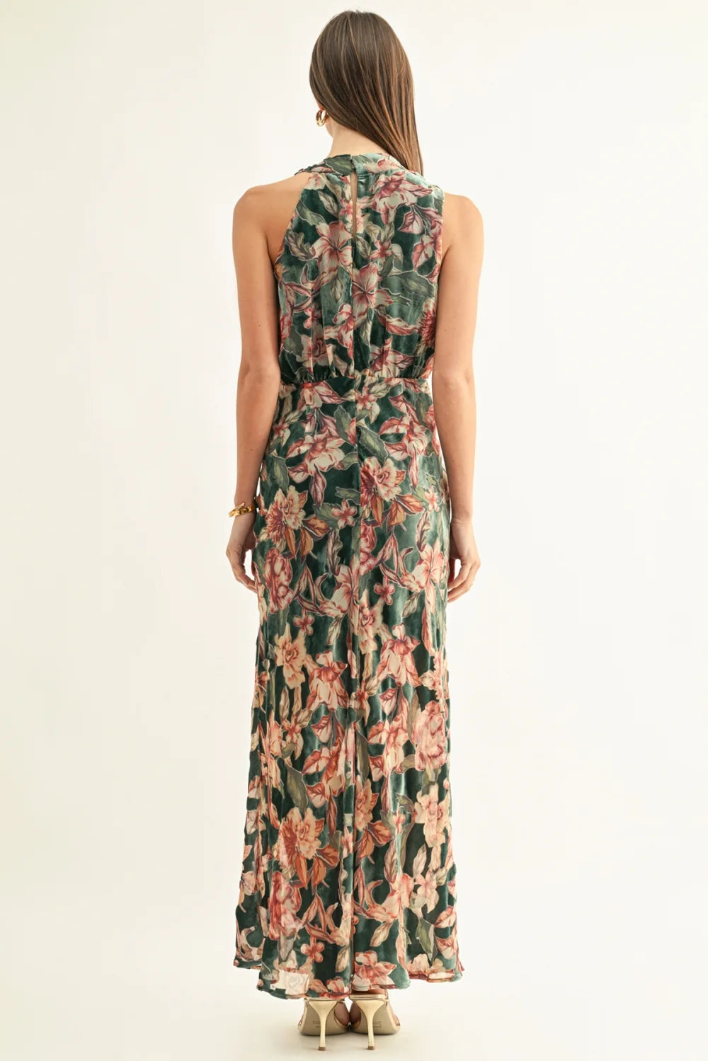 adelyn rae Velvet Draped Maxi Dress