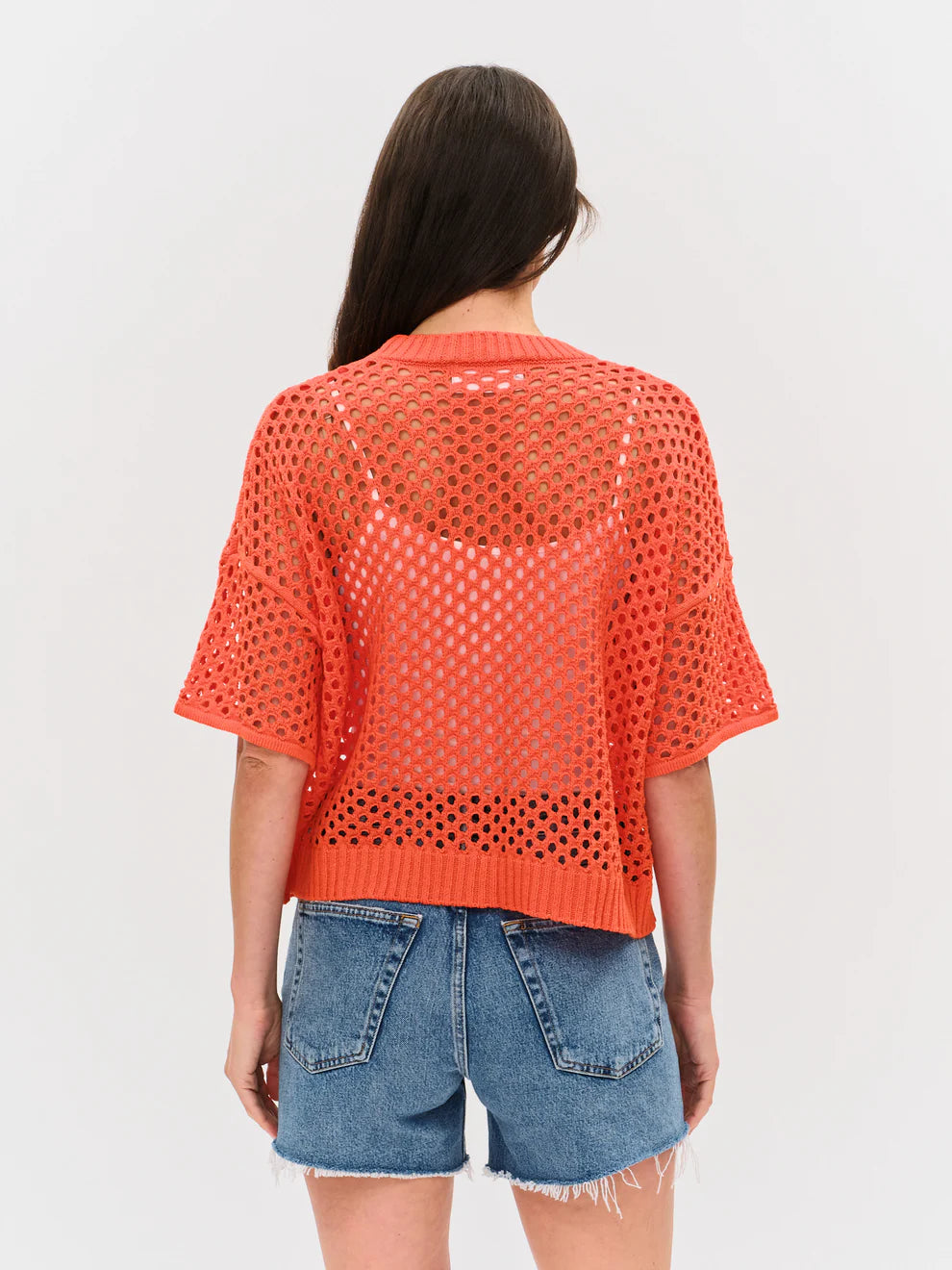 SIX FIFTY Dune Crochet Cardigan Tangerine