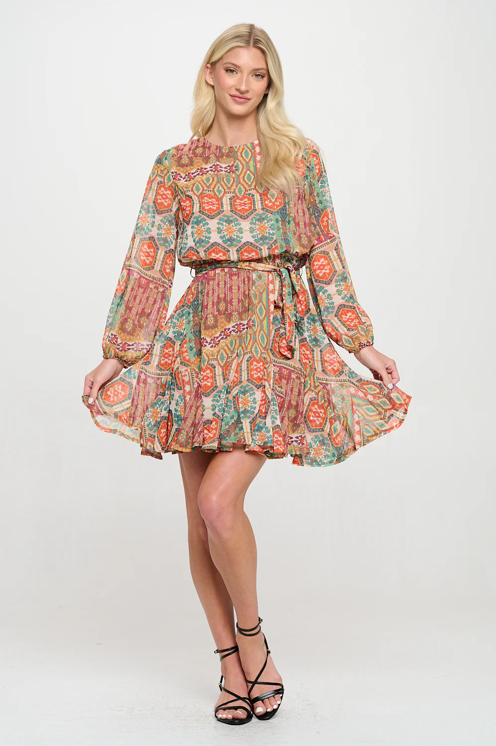 Meet me in Santorini Ancient Tapestry L/S Dress