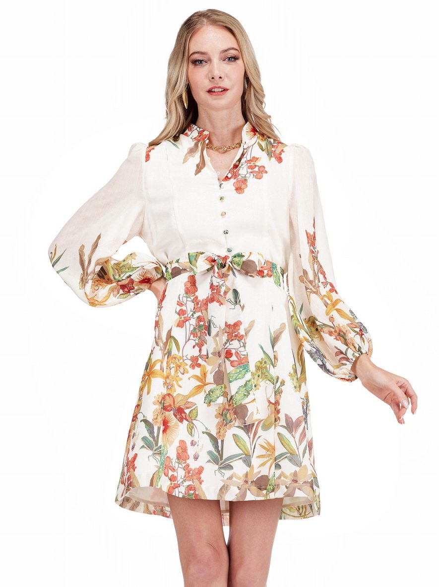 JADE Stand Collar Aline Dress Wild Bloom