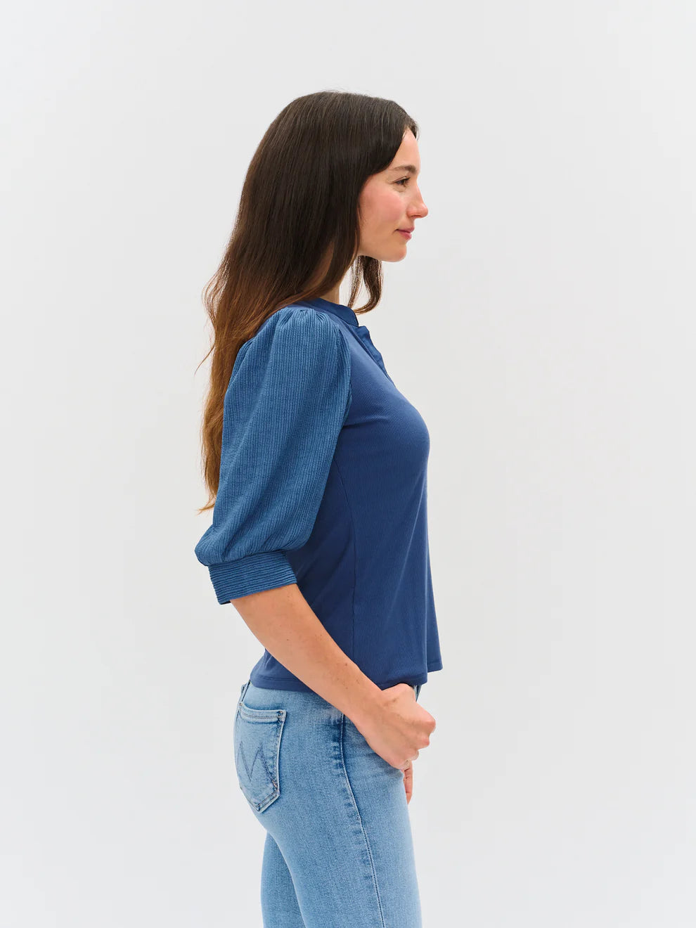 SIX FIFTY Marina Ribbed Top Coastal Blue