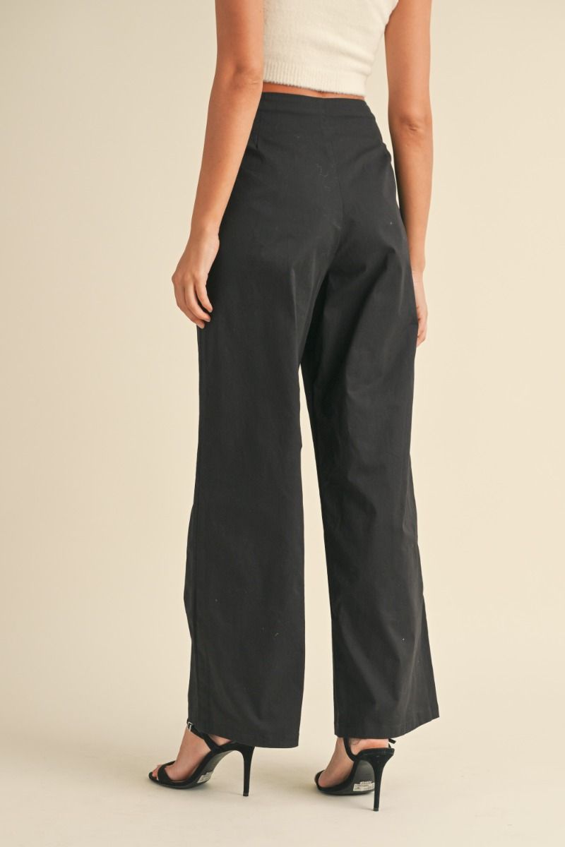 High Waist Pant with Pleating and Button Details