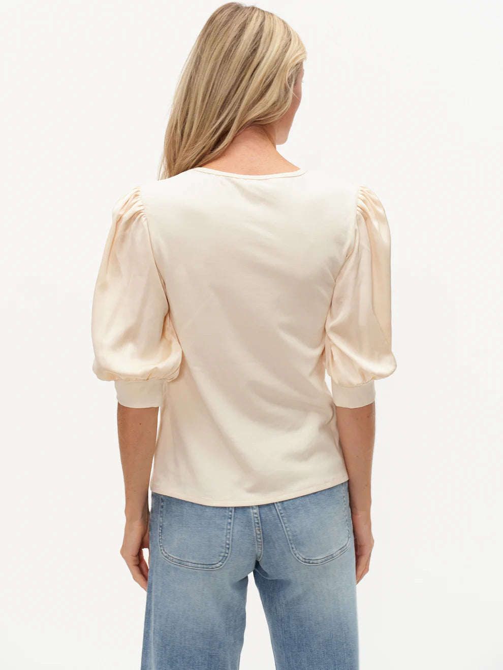 Solara Satin Sleeve Top Pearl