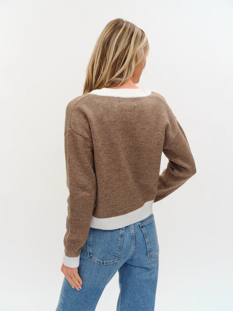 SIX/FIFTY Libby V-Neck Sweater Brown