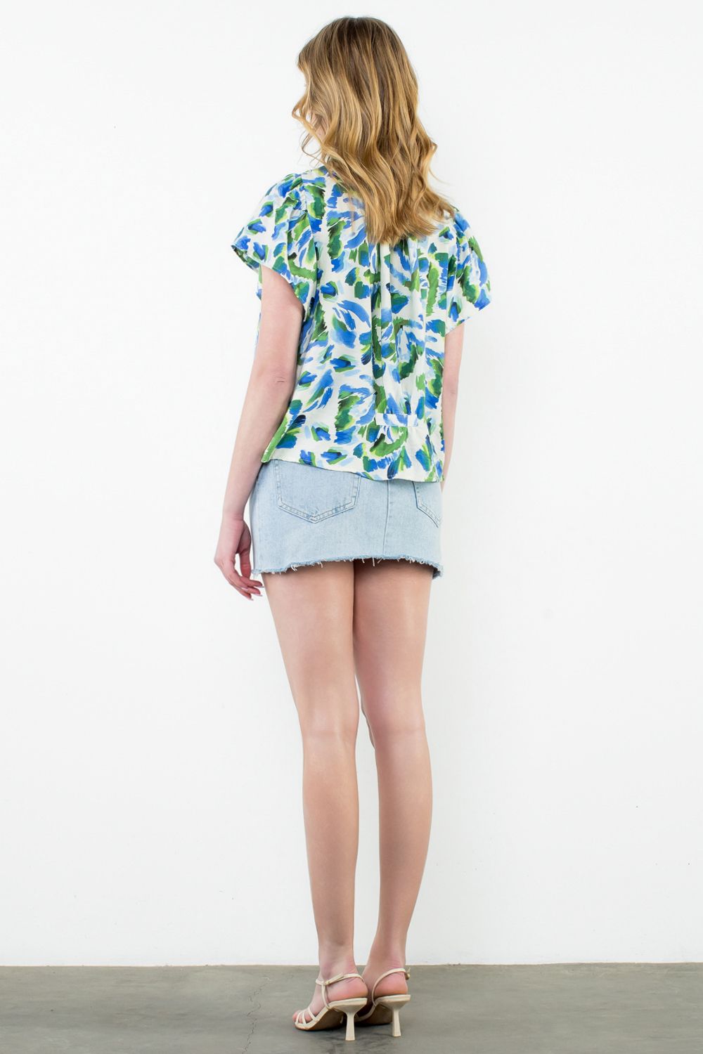 THML Abstract Print Top Blue/Green