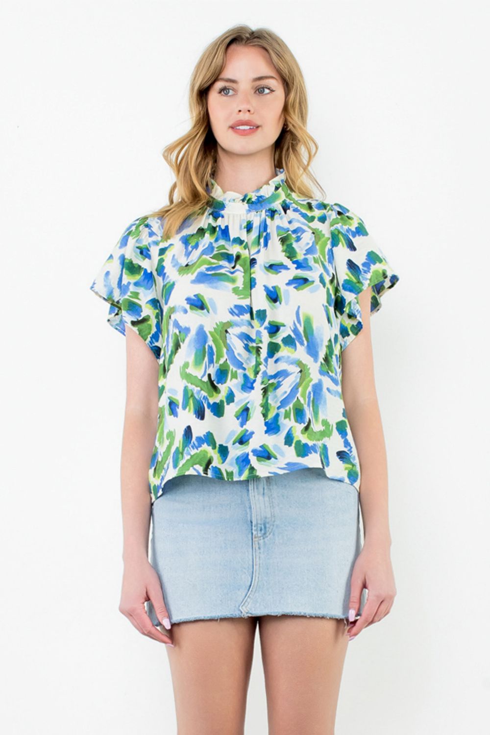THML Abstract Print Top Blue/Green