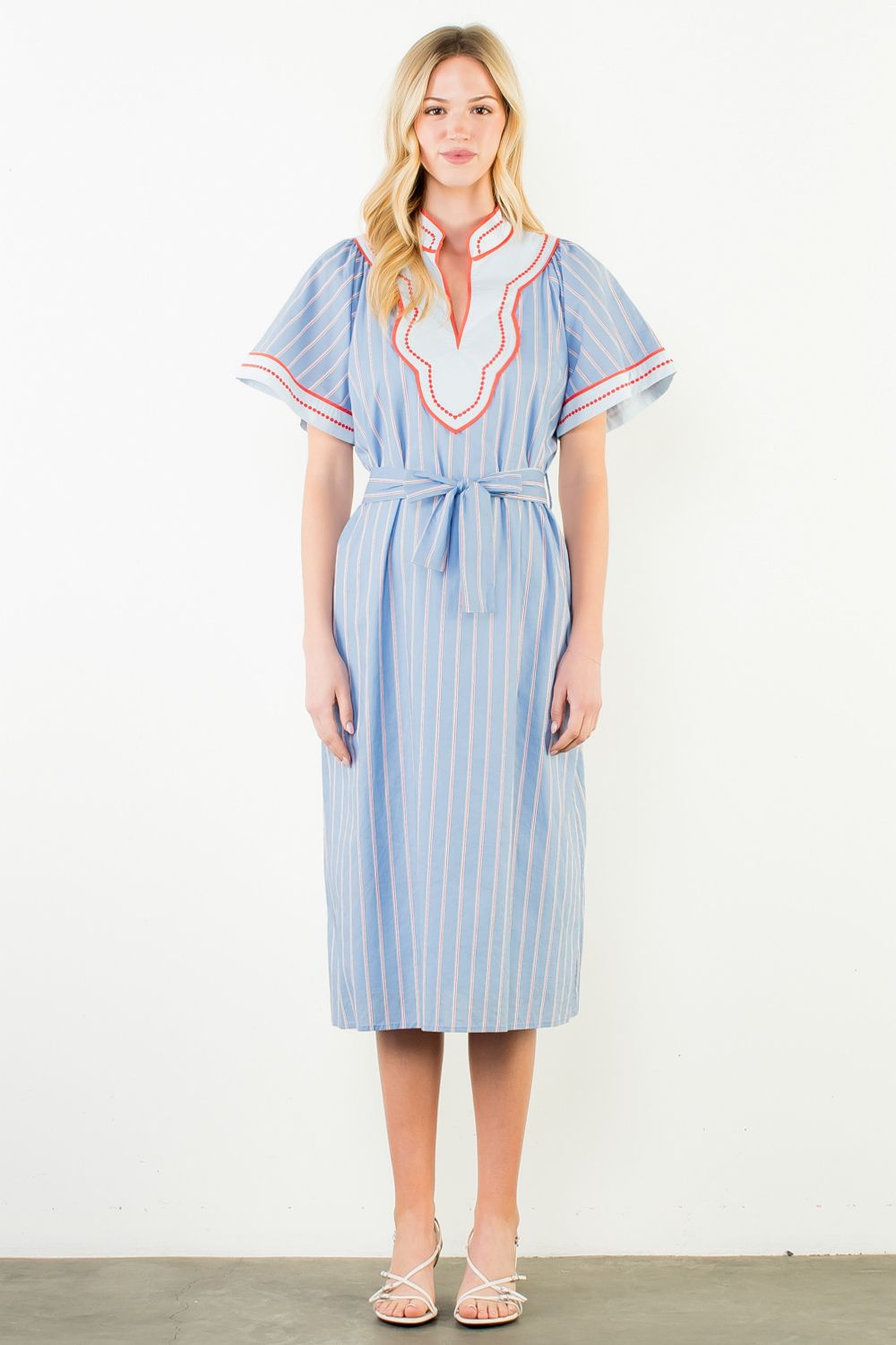 THML Short Sleeve Pattern Dress Lt Blue
