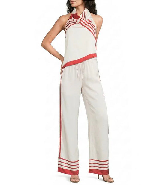Lucy Paris Satin Stripe High-Rise Coordinating Pants