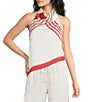 Lucy Paris Satin Stripe Halter Neck Sleeveless Coordinating Top
