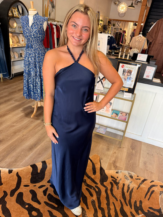 Lucy Paris Peggy Halter Dress Navy
