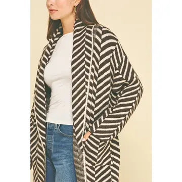 Diagonal Stripe Cardigan Brown