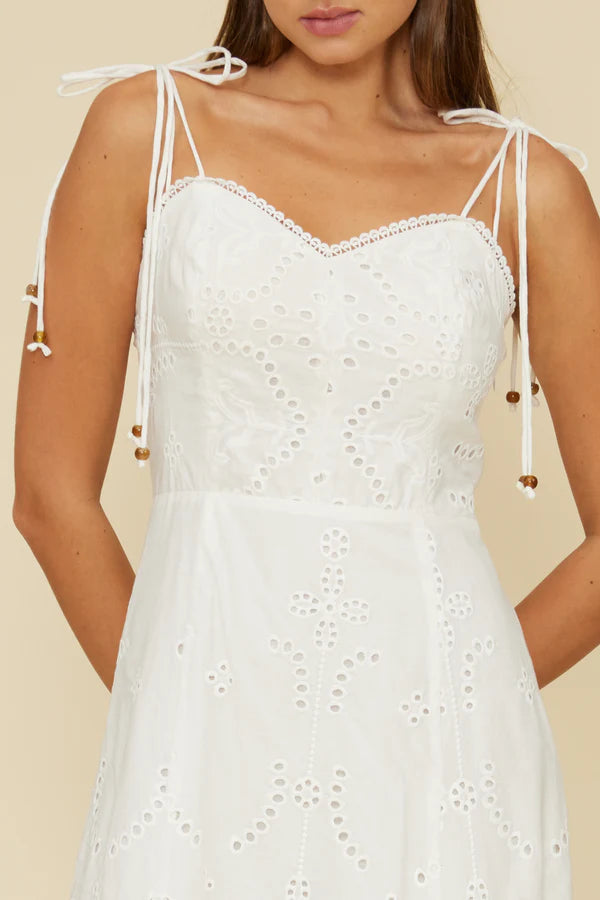 Eyelet White Midi Dress