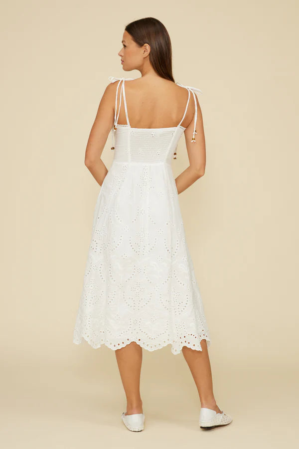 Eyelet White Midi Dress